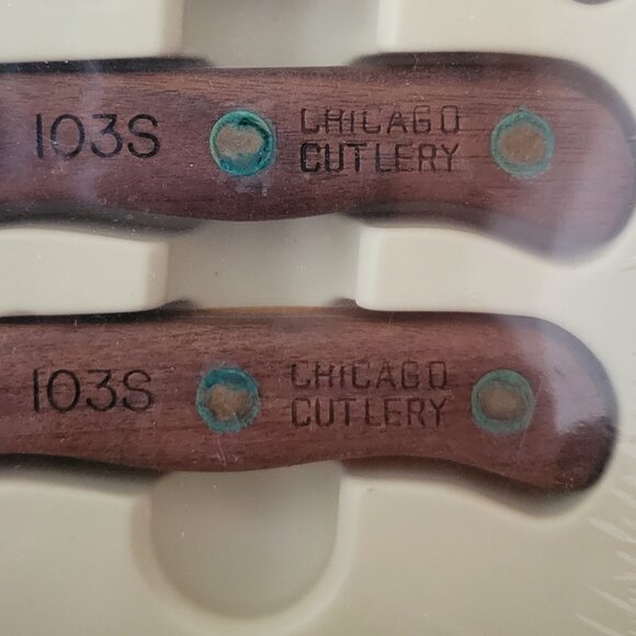 VTG Chicago Cutlery 4 piece Walnut Traditional Steak Knife Set 103S B144 NEW NIB - Picture 4 of 5
